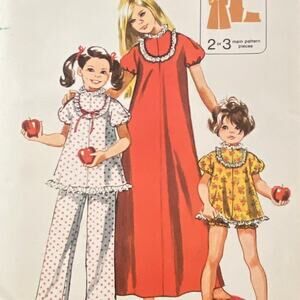 Vtg Simplicity 9733 Pajama Nightgown Pattern 6 Girl 1971 Child Housecoat Long